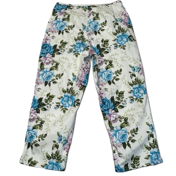 St. John's Bay Pants - St. Johns Bay Floral Crop Pants Size 14 Cotton Stretch Straight Fairy Bloomcore